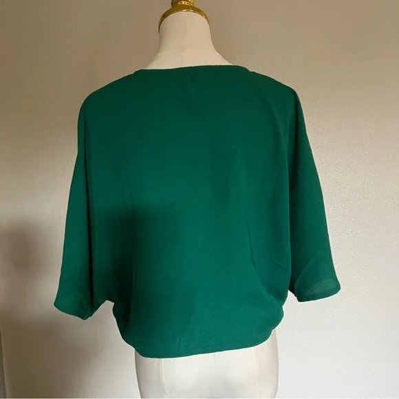 Green Tie-Front Blouse - Picture 2 of 5